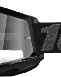 100% Strata 2 Black Goggles Clear Lens Anti-Fog Offroad Motocross ATV