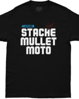 DBK Stache Mullet Moto Tee Black Medium