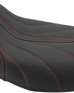 Mustang Revere Journey Gravity Black/Red Solo Seat Fits 08-20 Harley FLH FLT