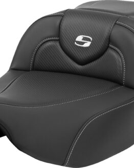 Saddlemen Roadsofa Extended Reach Seat Carbon Fiber Silver Stitch no Backrest