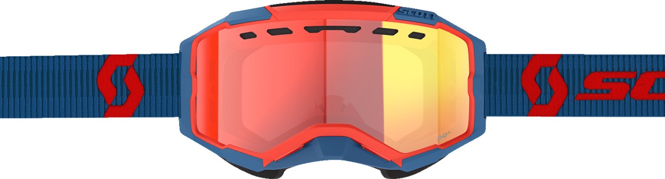 SCOTT Fury LS Snow Cross Goggle Dark Blue/Neon Red Red Chrome - Image 3
