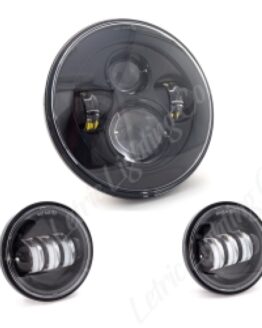 Letric Lighting 7" LED Headlight w/ Passing Lamps Black