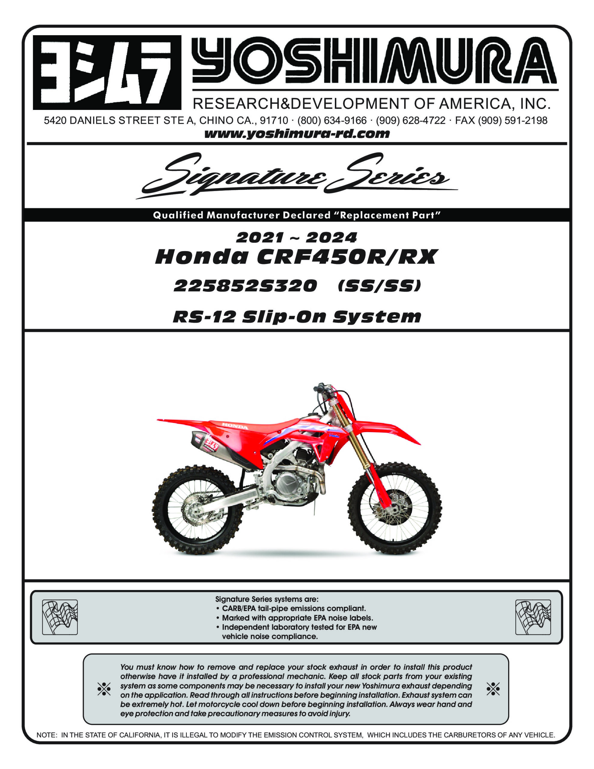 Yoshimura RS-12 Slip-On Exhaust Muffler CF Cap Fits 21-24 Honda CRF450R - Image 3