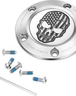 Figurati Designs 5-Hole Skull Timing Cover Contrast Cut Stainless For Harley