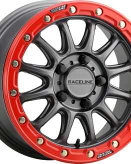 Raceline Alpha Beadlock 15x7 Gunmetal/Red 5x114.3 +25 For Polaris RZR Pro R