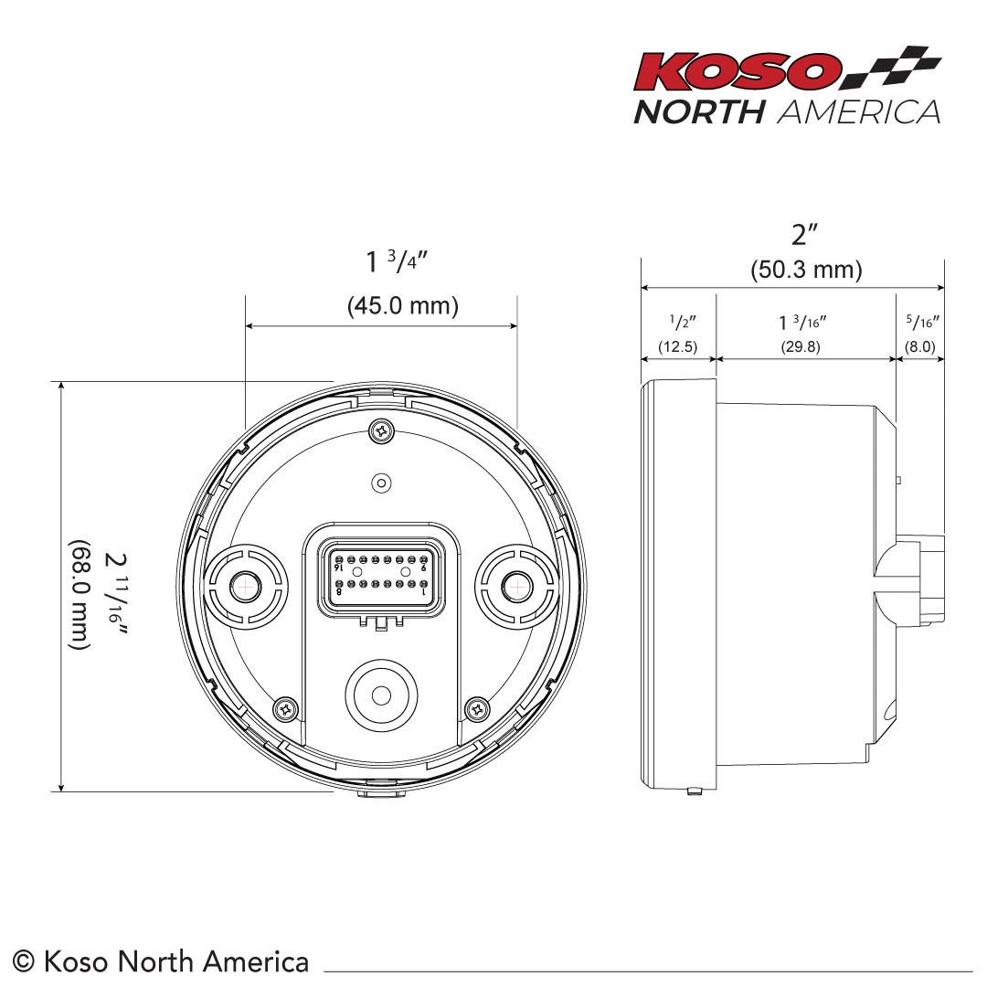 KOSO TNT-05R D60 Multifunction Tachometer and Gauge - Image 4