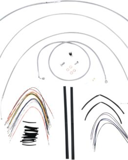 Extended Braided S.S. Control Cable Kit for Softails - 18" tall bars