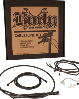 Extended Black Control Cable Kit for 15" Bagger Bars