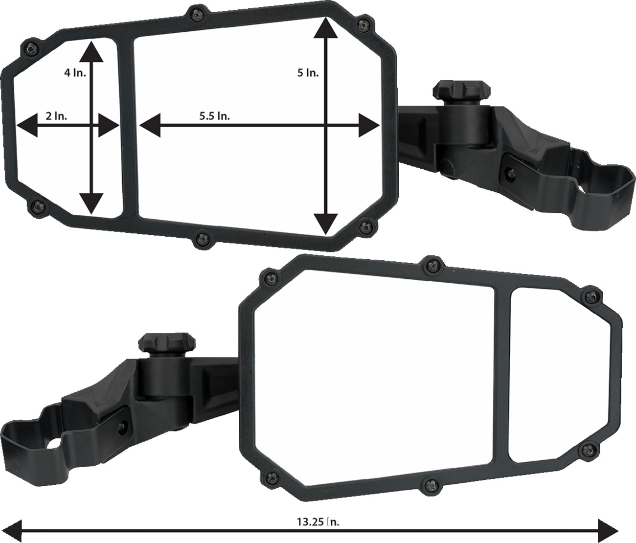 Moose Elite Pro Side View Octagon Mirrors Black Pair UTV - Image 3