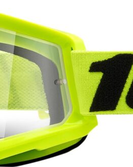 100% Strata 2 Yellow Goggles Clear Lens Motocross Off-Road ATV