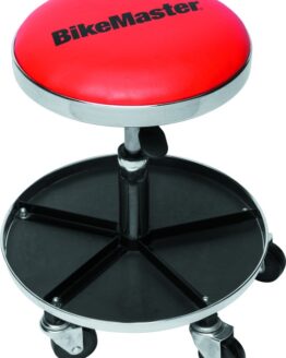 BikeMaster Ultimate Shop Stool with Tool Caddy, Red, 17.5-22 in.