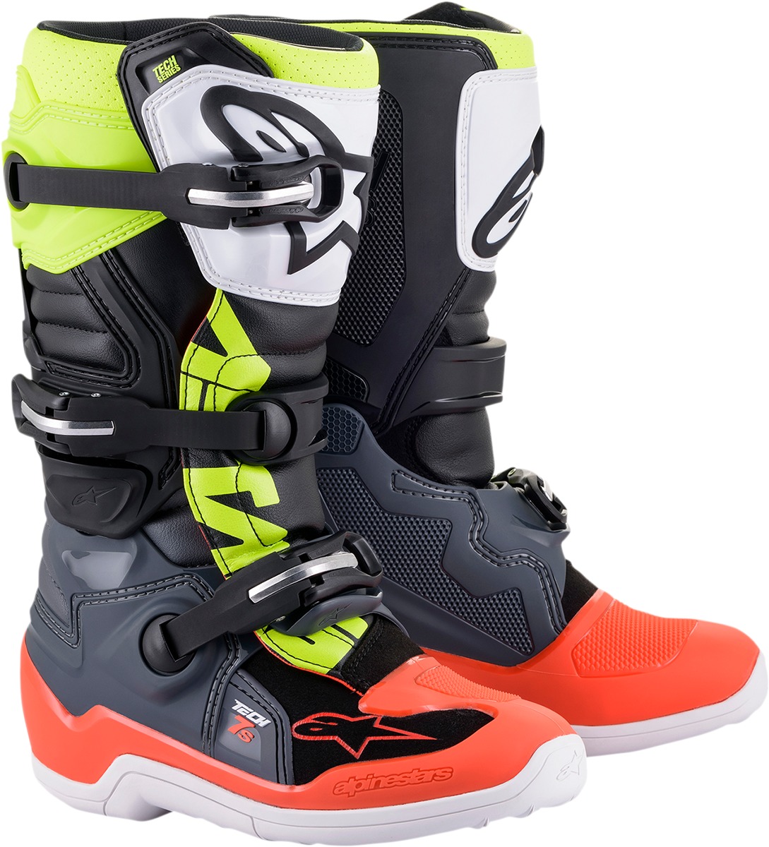 Alpinestars Youth Tech 7S Boots Black/Gray/Red/White/Yellow US 4 - Image 3