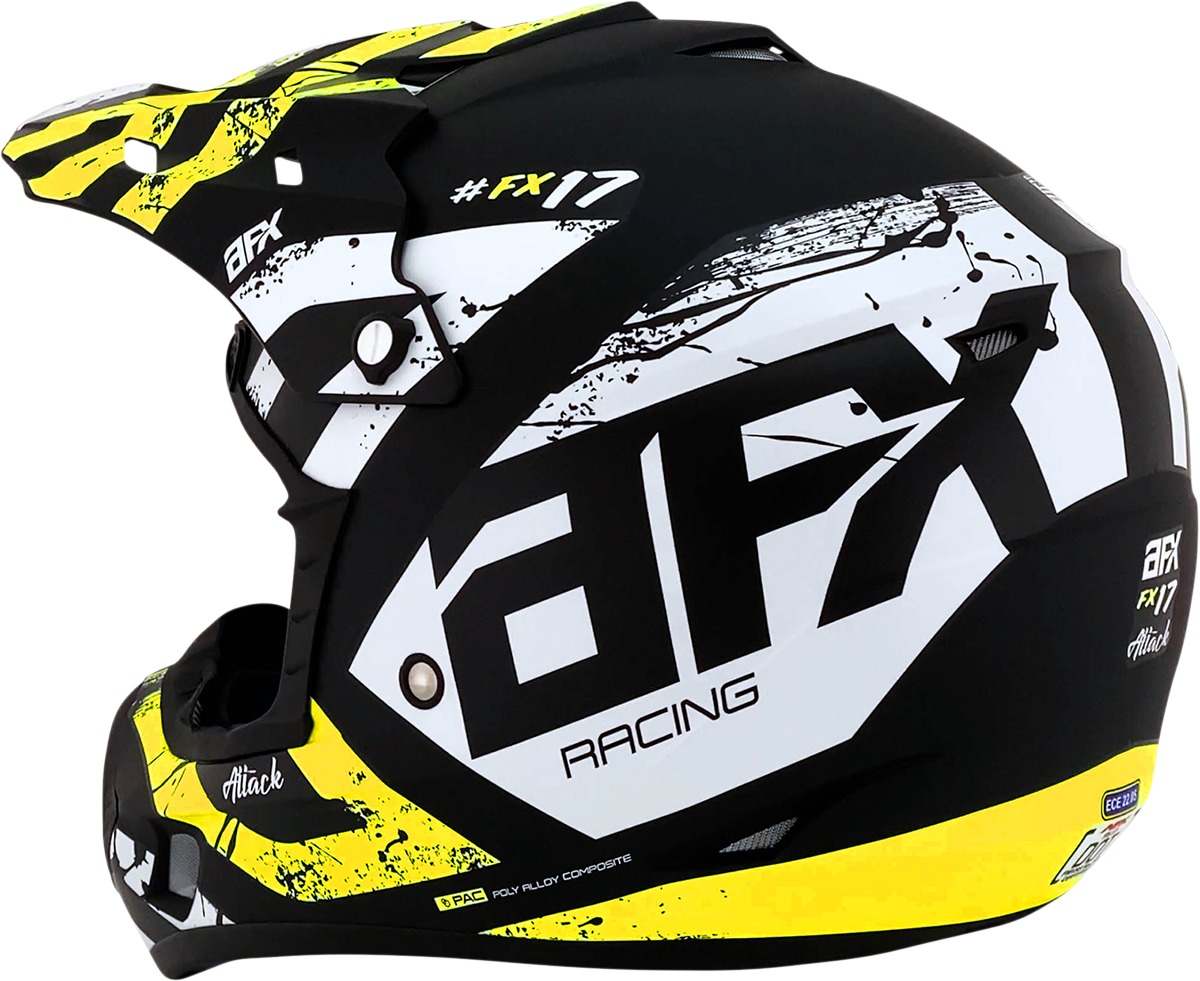 AFX FX-17 Attack MX Helmet Matte Yellow Black Adult Medium - Image 3
