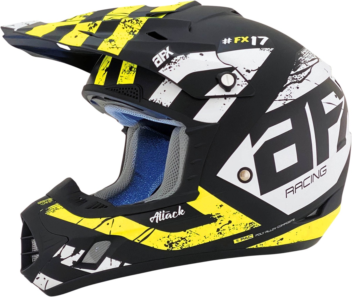 AFX FX-17 Attack MX Helmet Matte Yellow Black Adult Medium - Image 4