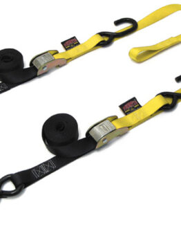 1"x6' Soft-Tye Tie Down w/Secure Hook - Pair, Black & Yellow
