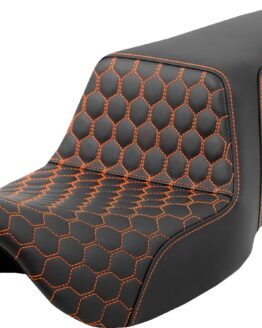 Saddlemen Step-Up Seat Honeycomb Orange Stitch FL 08-23 Harley-Davidson