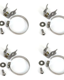 4 Pack - Header Heat Shield Mount Bracket w/ Clamp & Screw