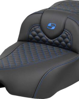 Saddlemen Roadsofa Extended Reach Seat Blue Stitch For Harley FLHX FLTRX 23-24