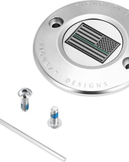 Figurati Designs Timing Cover 2 Hole Green Line Flag Stainless Steel For Harley-Davidson