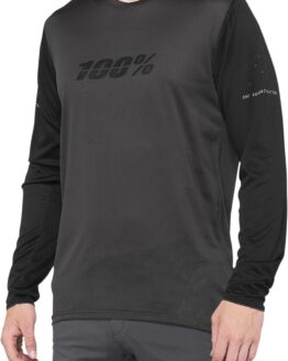 100% Men's Ridecamp Long Sleeve Jersey Black/Charcoal Size S