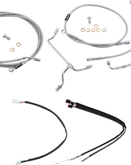 Burly Extended Braided S.S. Control Cable Kit 18" Non-ABS For 16" Gorilla Bars