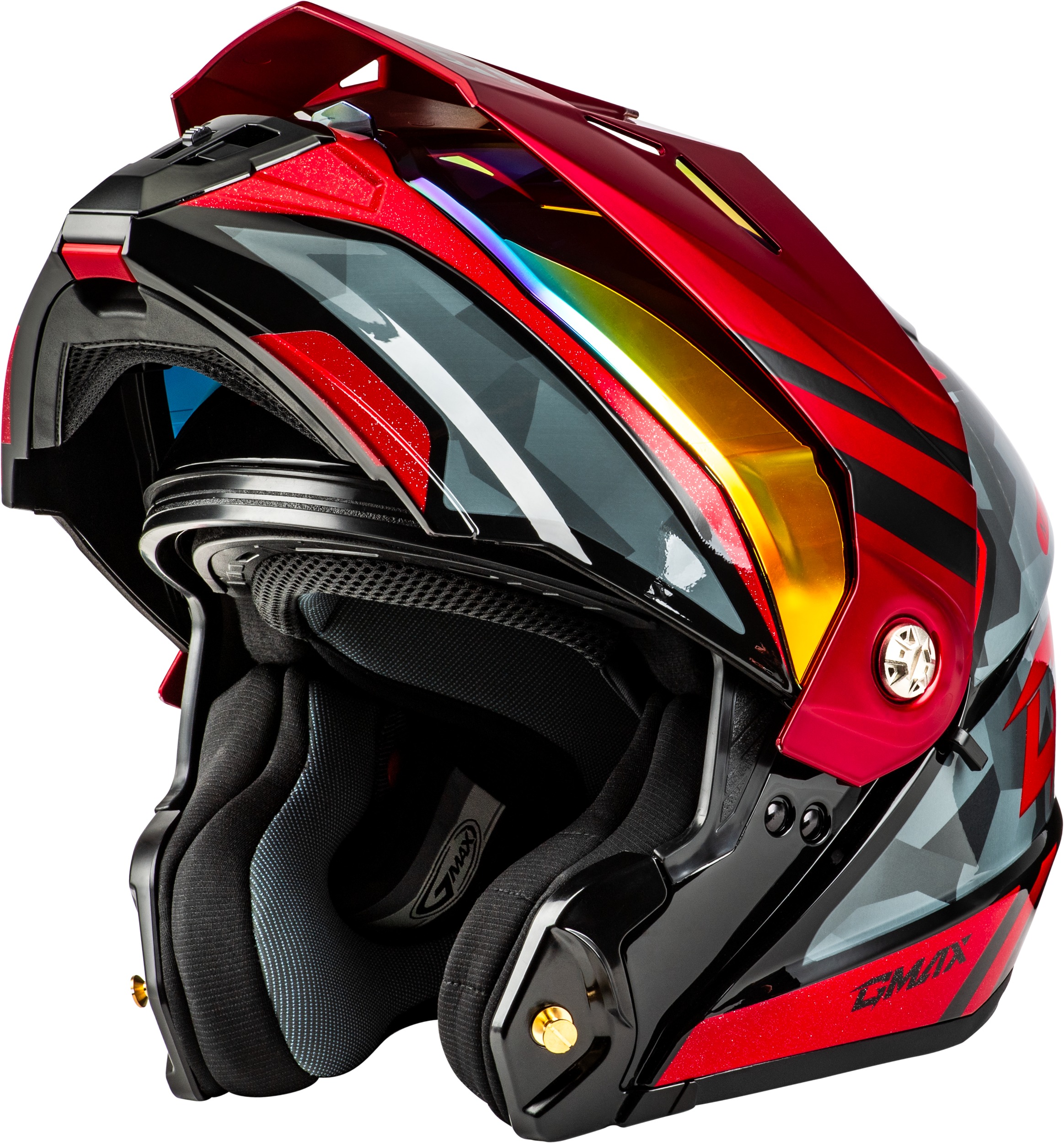 GMAX MD-74 Striker Modular Helmet Black/Grey/Red Large Mirror Red - Image 3