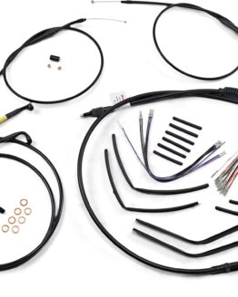 Extended Black Control Cable Kit For 12" T-Bar Handlebars