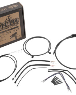 Extended Black Control Cable Kit 12" Tall Apehangers