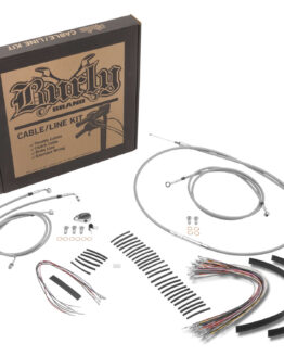 Extended Braided S.S. Control Cable Kit for Baggers - 15" tall bars (non-ABS)