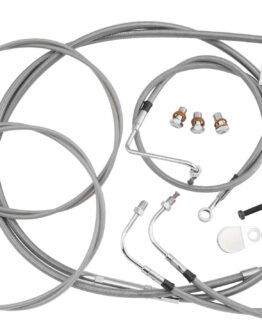 Burly Extended Braided SS Control Cable Kit Silver Fits 16" Ape Hanger Bars