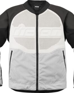 ICON Overlord3 Leather Jacket Men's M White/Black