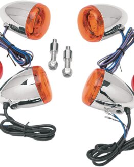 Deuce-Style Front and Rear Turn Signal Kit Chrome/Red/Amber