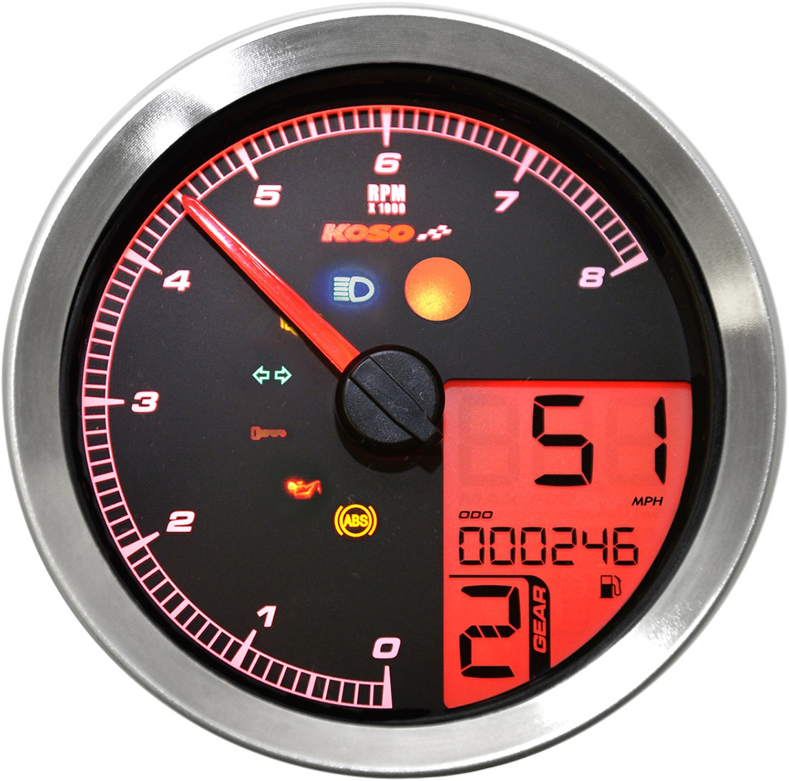 Silver Bezel Tnt-B Multi-function Speedo & Tach Gauge - Image 5