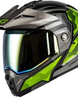 GMAX MD-74 Striker Modular Helmet Black/Silver/Green Small