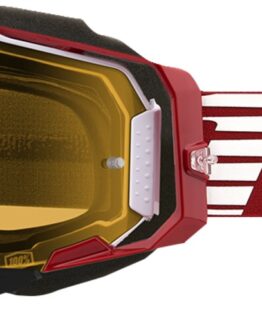 100% Armega Snow Goggle Oversized Deep Red with Yellow Lens