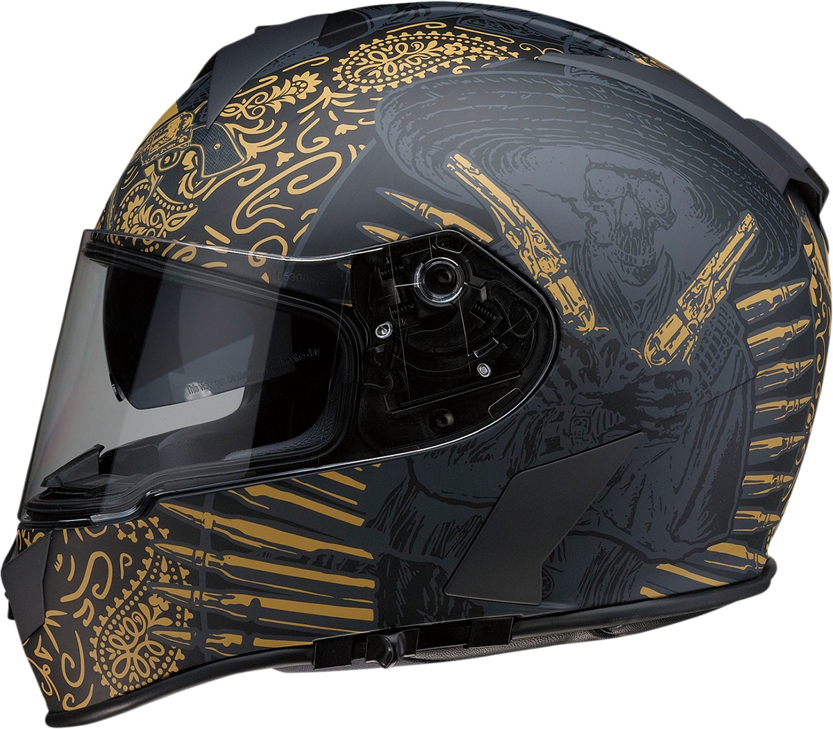 Z1R Warrant Sombrero Helmet 2XL Black/Gold Unisex - Image 3