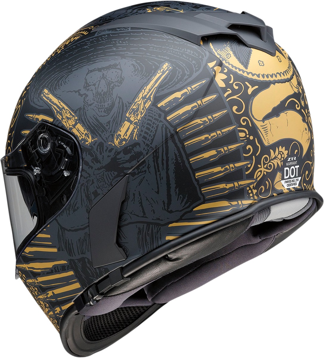 Z1R Warrant Sombrero Helmet 2XL Black/Gold Unisex - Image 4