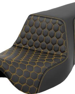 Saddlemen Step-Up Seat Honeycomb Gold Stitch FL 08-23 Harley Touring