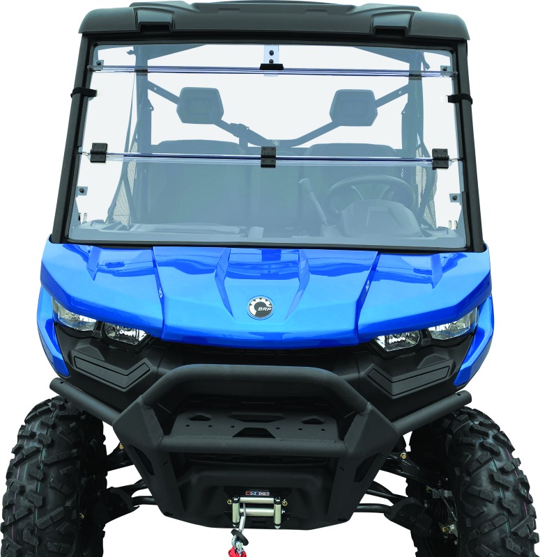 QuadBoss Windbreak Folding Windshield Clear Fits 16-22 Can-Am Defender HD10 - Image 4