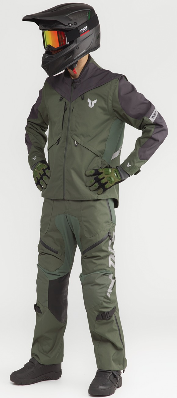 Thor Terrain Over-the-Boot Pants Men's 40 Charcoal Gray Military Green - Image 3