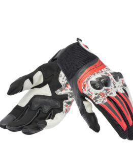 Dainese Mig 3 Unisex Leather Gloves Black/Red Spray/White - S