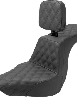 Saddlemen Tour Step-Up Seat with Backrest Black Full Lattice For Harley FLSB/FXLR '18-'24