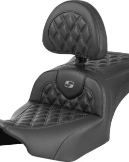 Saddlemen RoadSofa Seat with Backrest Carbon Fiber Lattice Gray FLTR/FLHX 23-24