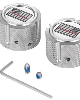 FIGURATI DESIGNS Front Axle Nut Cover Red Line Flag Silver Harley For Harley-Davidson
