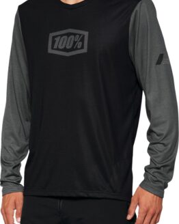 100% Men's Airmatic Long Sleeve Jersey, Black, Size S