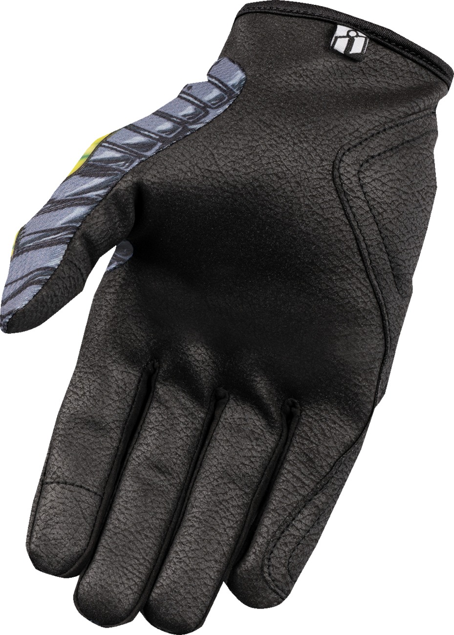 ICON Hooligan Outbreak Gloves Gray/Green Men's Medium - Image 3