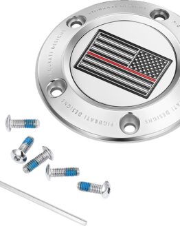 FIGURATI DESIGNS 5-Hole Red Line American Flag Timing Cover Stainless HD