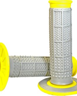 MX Dual Compound Grips Tapered 1/2 Waffle - Grey/ Yellow