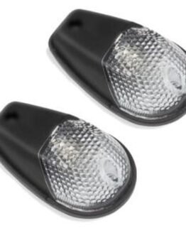 Flush Mount Mini Marker Lights - Clear Lens Amber Bulb Black Shell