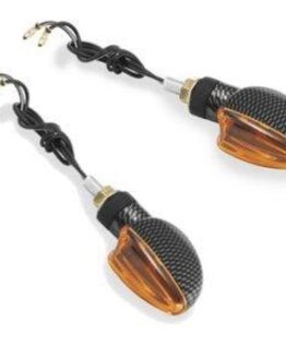 BikeMaster Ultra Small V-Shaped Mini Marker Lights Amber Carbon Pair